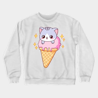 Super Cute Baby Kitty Cat In An Ice Cream Crewneck Sweatshirt